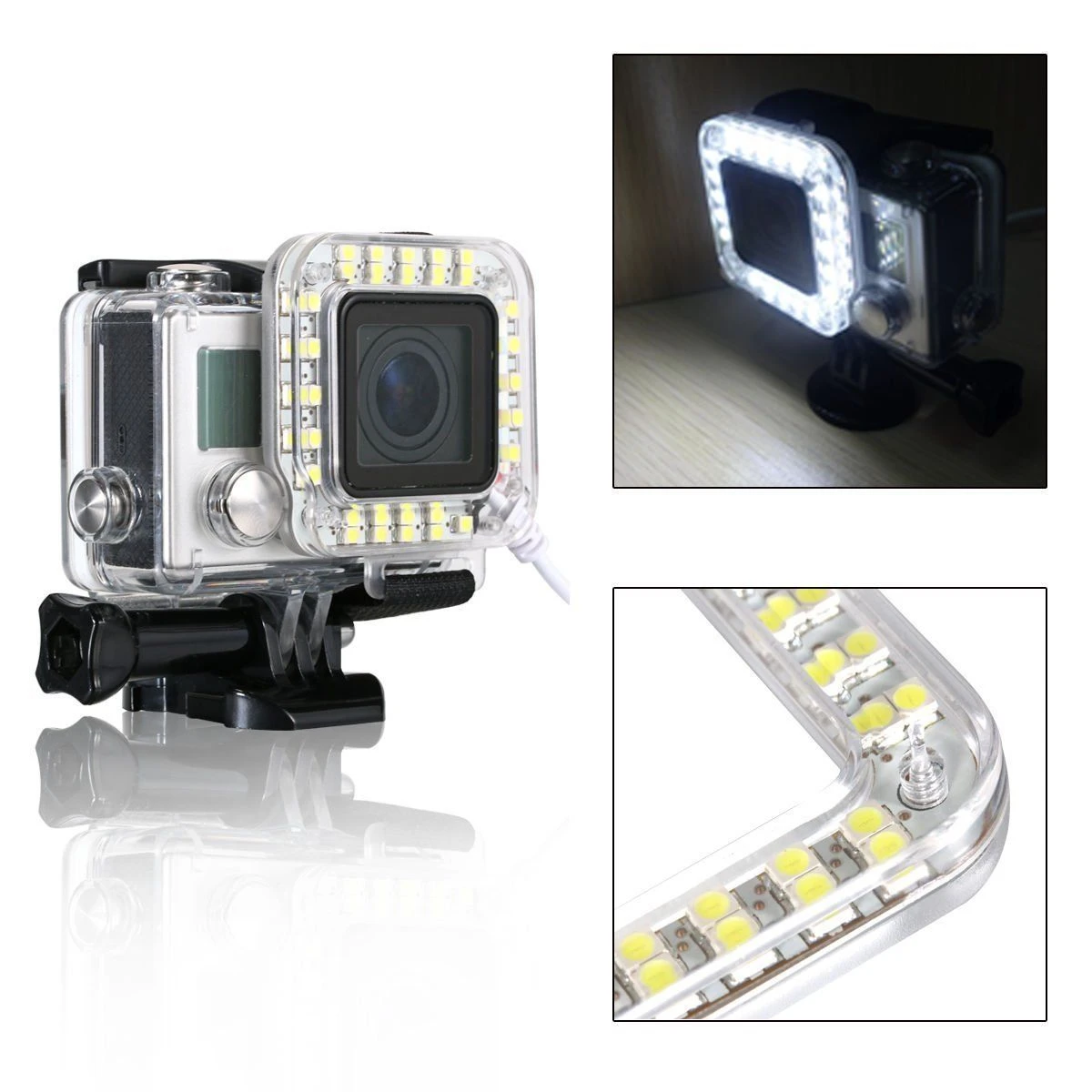 Anillo de lente USB para cámara deportiva GoPro Hero 3 + 4, de Flash de disparo nocturno, envío gratis y venta al por mayor|lighting shoot|for shootingflash shooting - AliExpress