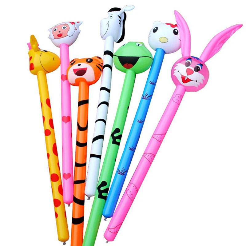 

1 Piece 95CM Cartoon Animal Tiger Rabbit Inflatabel Animal Long Inflatable Hammer Children Toys Random Color