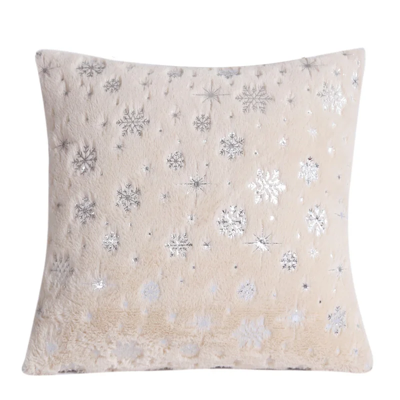 Decorative Pillows 45x45cm Silver Snowflake Cushion Cover Plush Throw Pillow Case Seat Sofa Bed Pillow Case for Living Room New - Цвет: Light Yellow