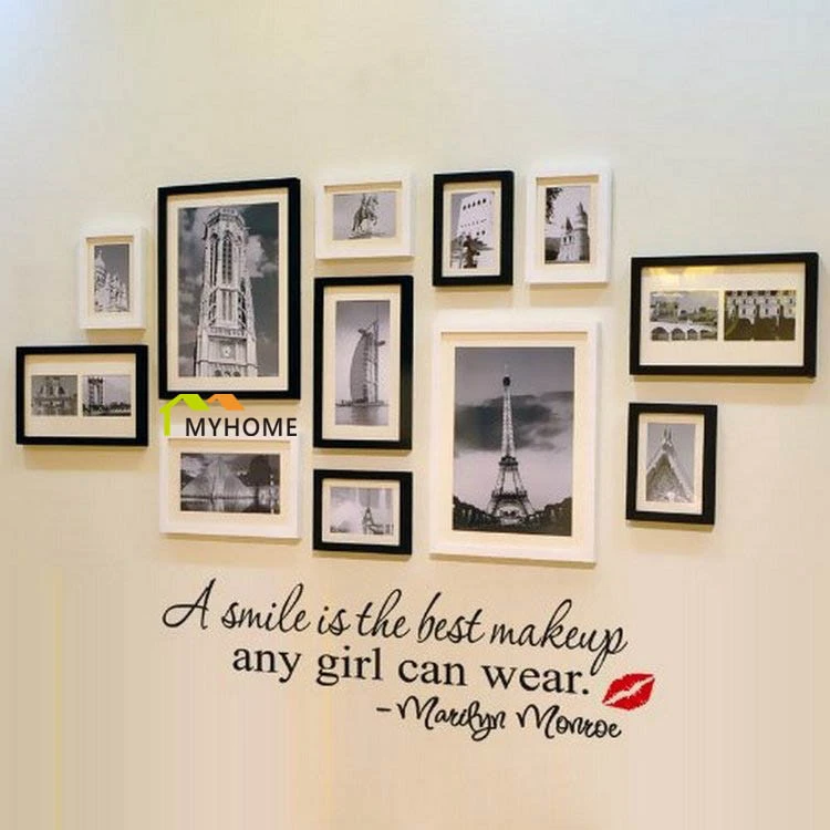 A Smile Is The Best Makeup English Words Quotes Wall Stickers Decals Marilyn Monroe Lip Vinyl Mural Art Girls Room Decor Art Glass Wall Decor Art Wall Decorart Decor Nail Polish Aliexpress