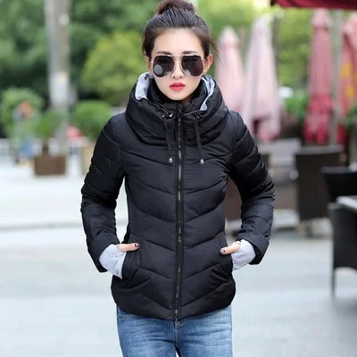 Zogaa, Женская парка, зима, S-3XL размера плюс, Женская куртка, парка, пальто, приталенная, повседневная, с подкладкой, с капюшоном, верхняя одежда для женщин - Цвет: Черный