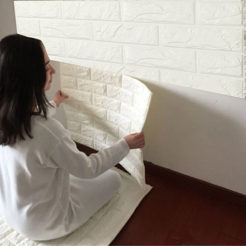 

60x30cm PE Foam 3D Wall Stickers Wallpaper DIY Brick Stone Wall Decor Living Room Kids Bedroom Modern Style Decorative Sticker