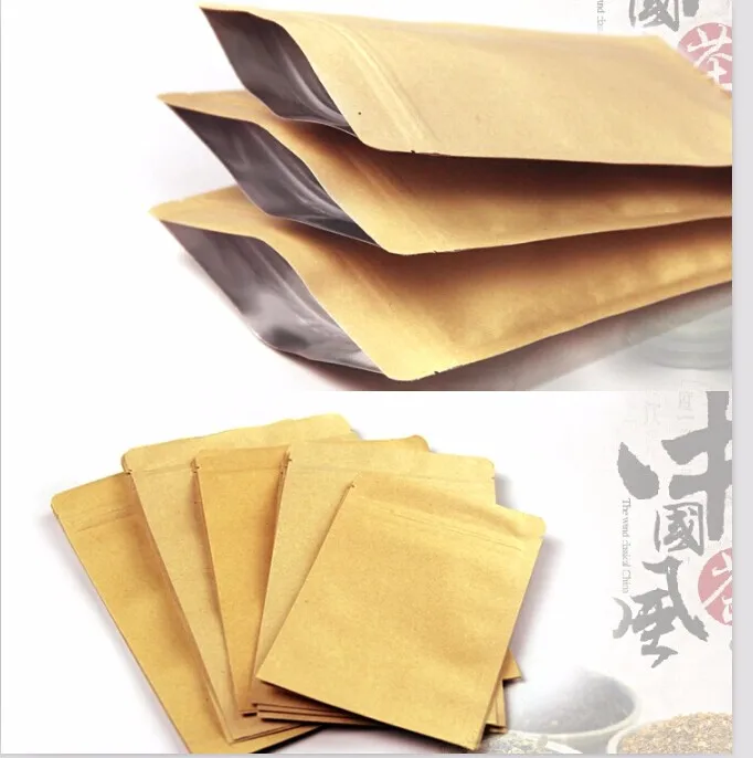 Kraft Paper Sachet Food Grade Seal Aluminium Foil Zip Lock Kraft Bags