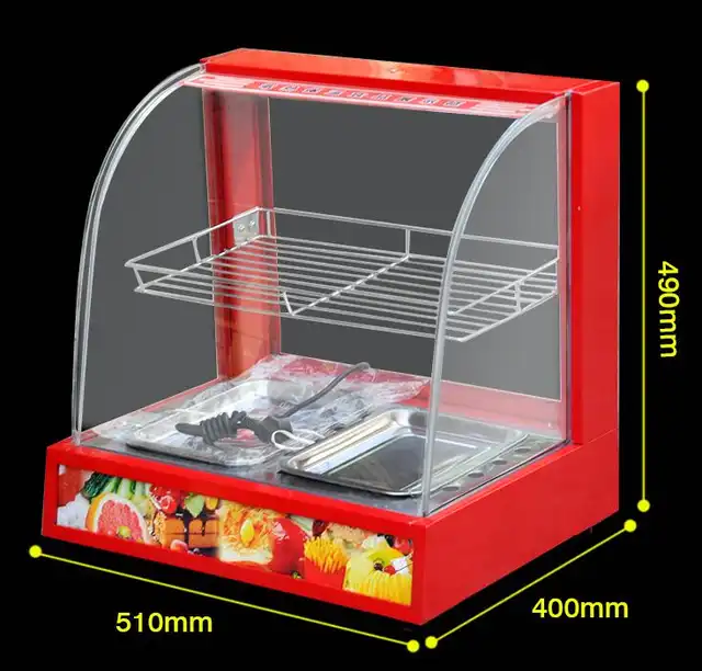 Online Shop 2 Pan Curved Glass Warming Showcase Hot Food Glass