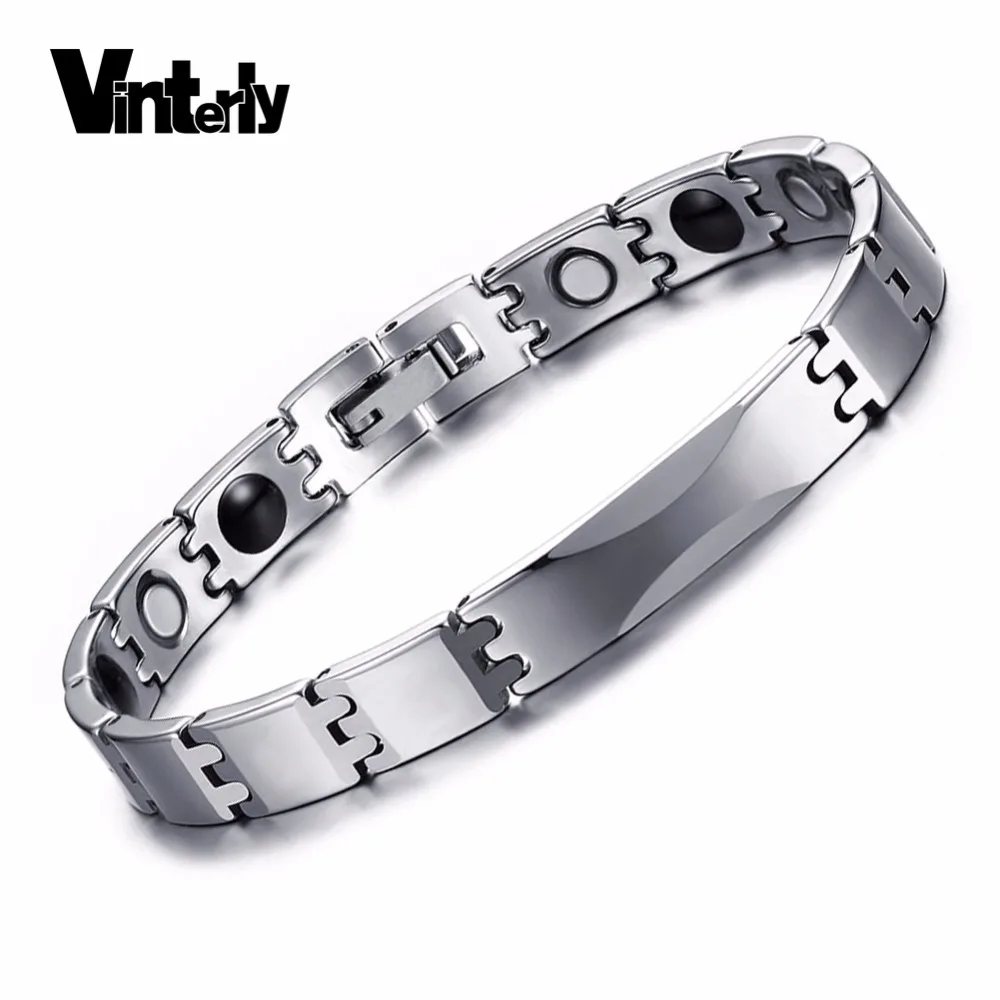 

Vinterly Tungsten Bracelet for Women Chain Link Helath Energy Germanium Bio Magnetic Bracelets Bangle Female Jewelry