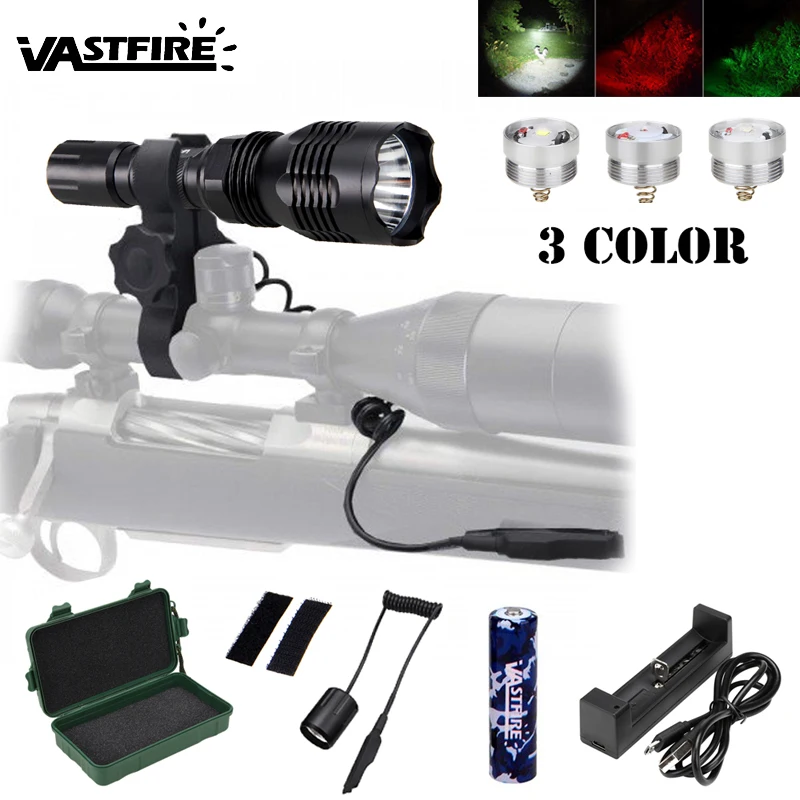 Modo ao ar Livre à Prova Luzes da Tocha Luz para 18650 Vastfire Branco Vermelho Cor Verde Caça Luz 1 Dwaterproof Água Led Tactical Arma 802 –