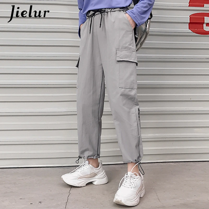 Jielur 2022 Pantalon  Cargo Femme Boyfriend Korean  Pockets 