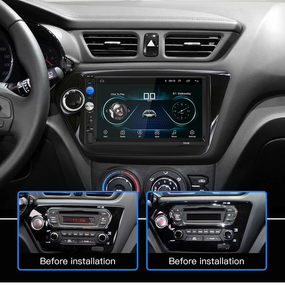 2 Din Car Radio Android 8,0 Universal navegación GPS Bluetooth pantalla táctil Wifi coche estéreo de Audio USB FM coche Multimedia MP5