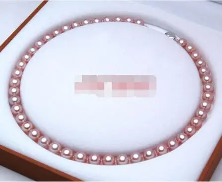 

Free shipping hot sale Women Bridal Wedding Jewelry >>stunning 8-9mm natural south seas pink pearl necklace 18inch silver clasp