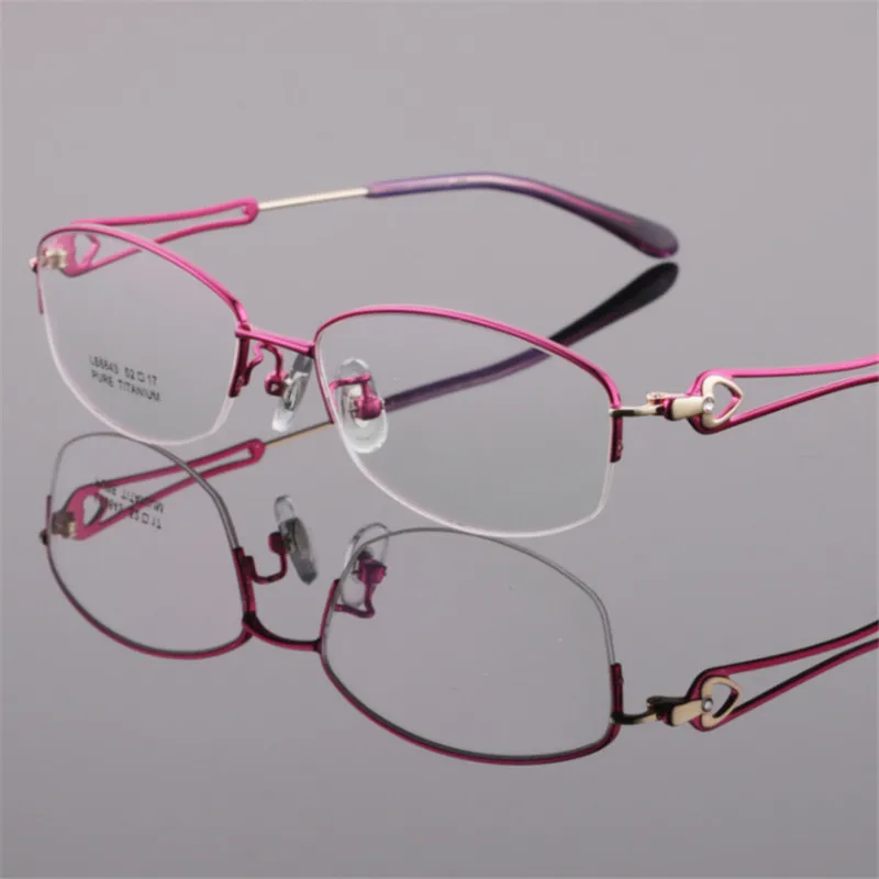 

Pure Titanium Eyeglasses Frame Women Half frame Myopia Glasses Prescription Designer Optical 643