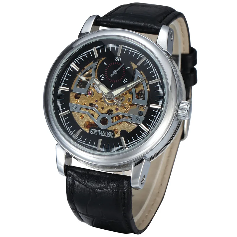 Sewor Relojes хомбре 2016 крокодил наручные часы мода Relogio Feminino скелет механическая рука