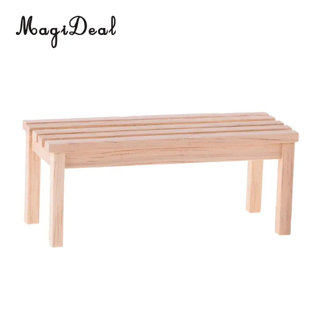 1/12 Dollhouse Miniature Unpainted Furniture Garden Park Decor Bench Chair End Table Stool Rail Fence Barrier DIY Accessories