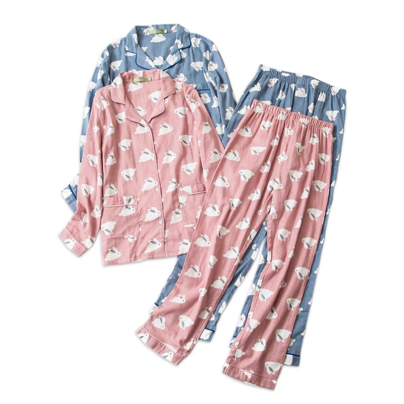 Женские пижамы с милым кроликом из хлопка, женские японские милые хлопковые пижамы размера плюс, женские пижамы
