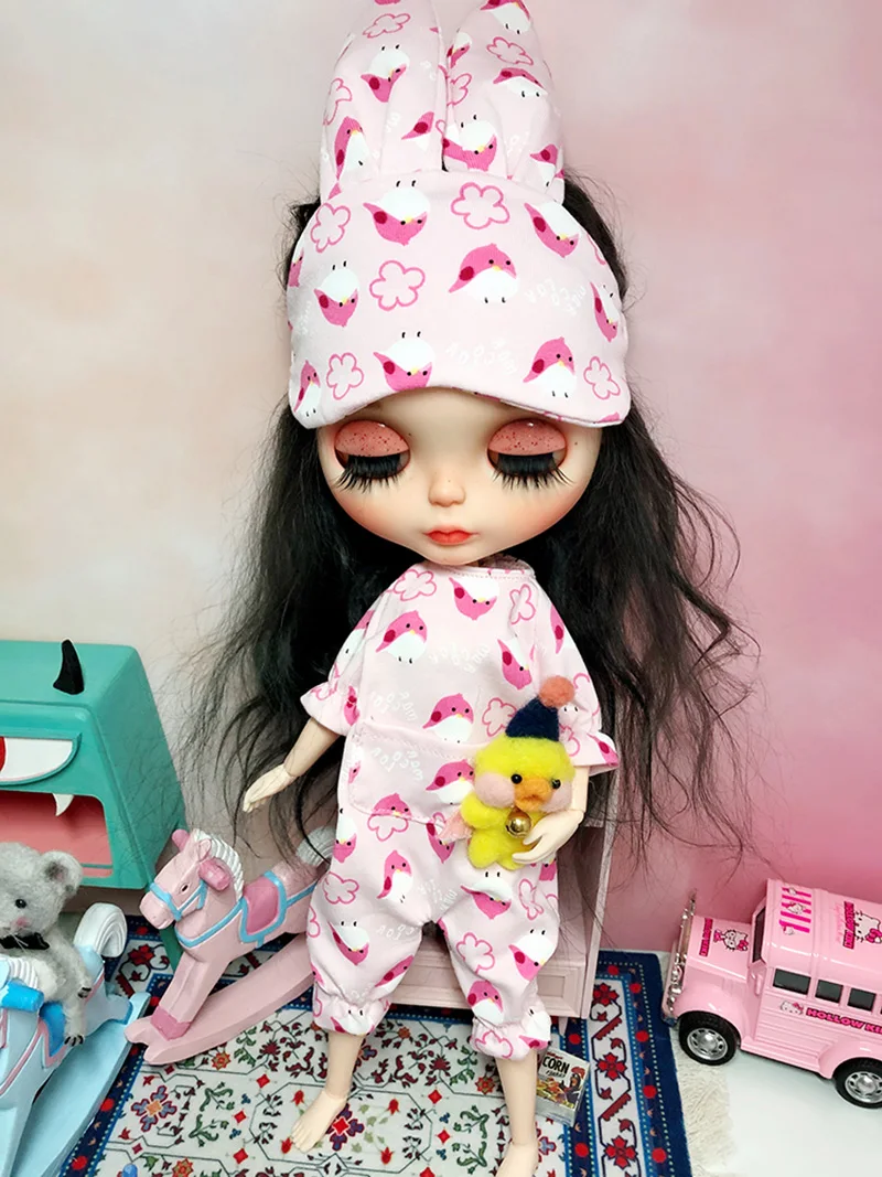 Новинка, 1 комплект, Holala, милая Пижама с ушками кролика, комбинезон, пижама, Одежда для кукол, Ночная Одежда для кукол Blyth Holala, аксессуары для кукол
