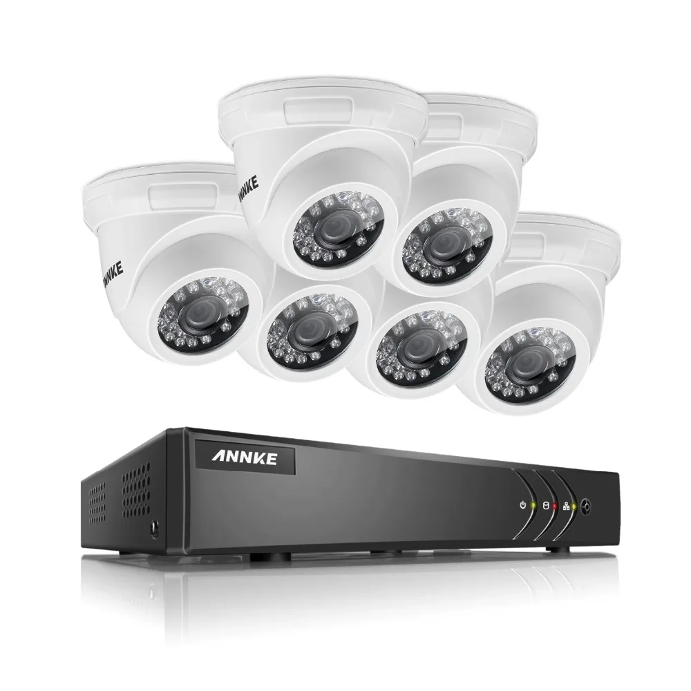 ANNKE 1080N 8CH 5in1 DVR 6pcs 720P In/Outdoor IP66 Cameras Home Security System