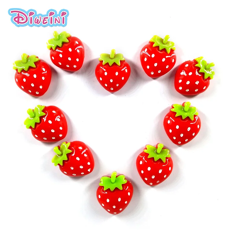 10pcs Red Strawberry Miniature Figurine Pretend play Simulation Food Kitchen Toy Dollhouse DIY Accessories gift Baby Gift