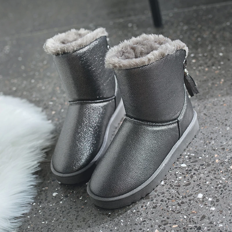 silver snow boots women