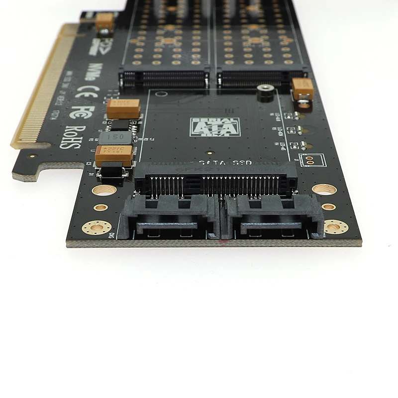 Адаптер PCIE для M2 Raiser PCI-E 3,0X16 для M.2 SSD M Key B Key mSATA 2x7 Pin SATA порт NVME M2 SSD AHCI mSATA 3 в 1 Riser Card