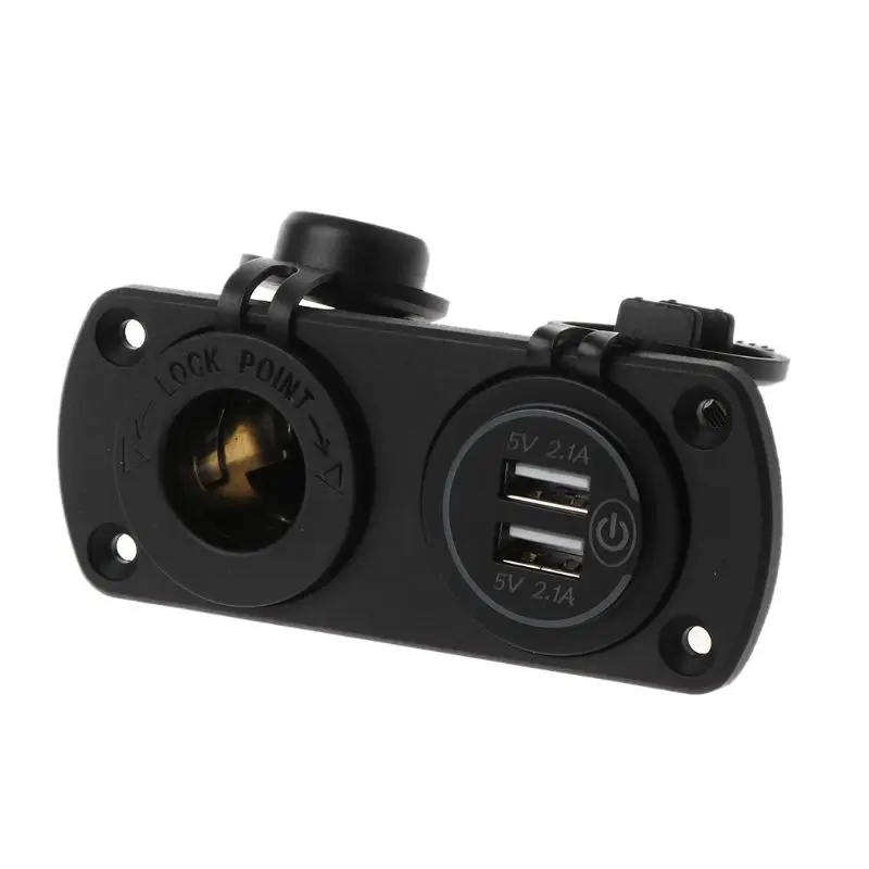 12 В 24 В Dual USB 2.1A автомобильное зарядное устройство адаптер питания с сенсорным выключателем светодиодный светильник выход для автомобиля лодки морской Мотоцикл Скутер RV DIY