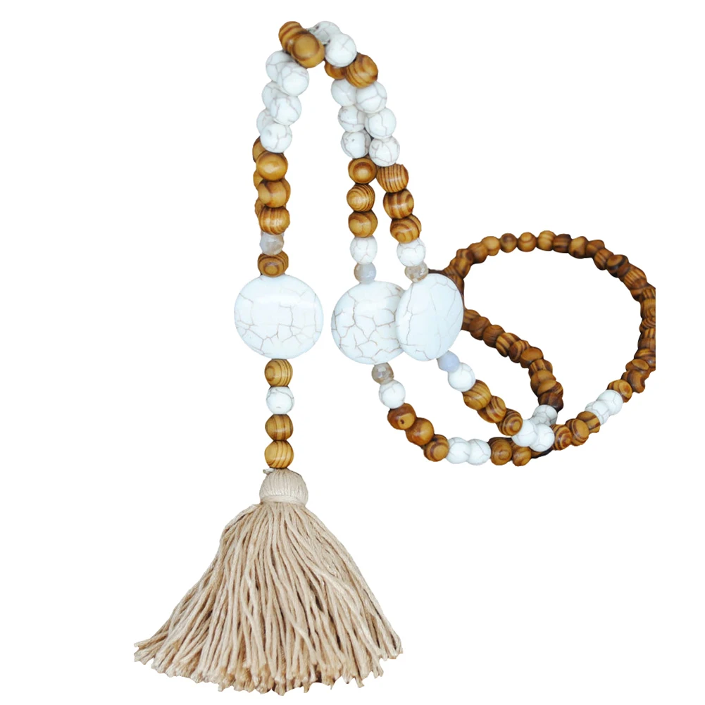 Богемное женское ожерелье ручной работы с бусинами и кистями, цепочка для свитера, длинное ожерелье, ювелирные изделия