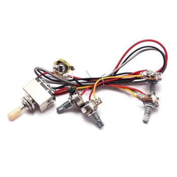 

1Set Wiring Harness 3 Way Toggle Switch 2V2T 500K Pots & Jack Les Paul LP Guitar Aug24 Whosale&DropShip