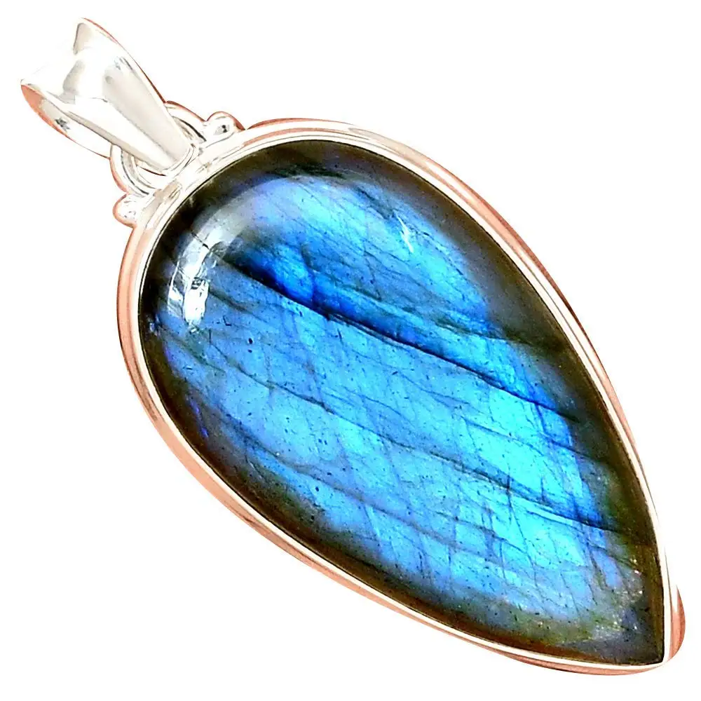 

Nature Blue Fire Labradorite Pendant 925 Sterling Silver, 54 mm, MHBAP5381