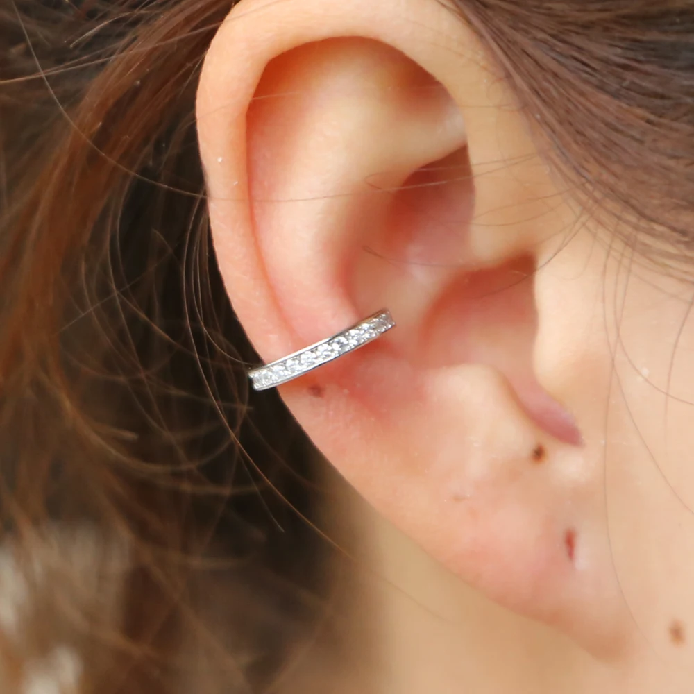 

simple 925 sterling silver cuffs wholesale women girl delicate anti allergy silver vermail silver no piercing earring