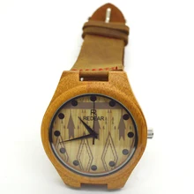 2016 Women’s New Fashion Bamboo Wooden Wristwatch With Genuine Leather Band Lovers Wood Watches for Women And Men
