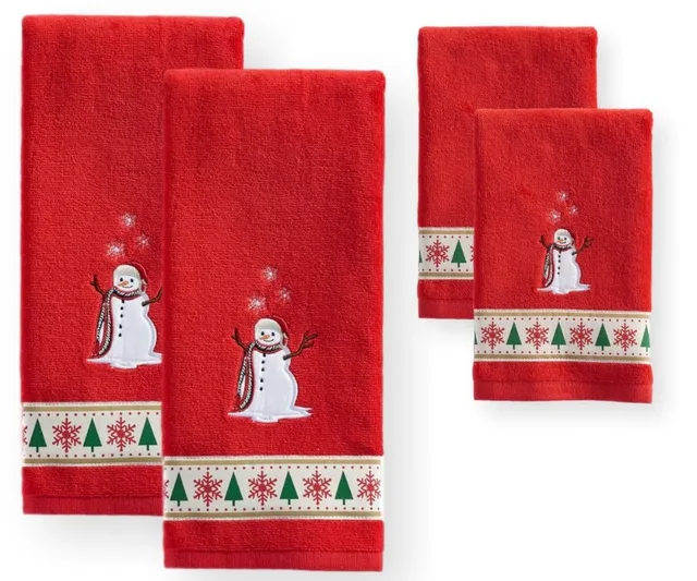 Lfh Red Christmas Bathroom Hand Towels Holiday Cheer Hy Holidays Lfh Red Christmas Bathroom Hand Towels Holiday Cheer Hy Holidays Snowman Kitchen Towel Fingertip Bath