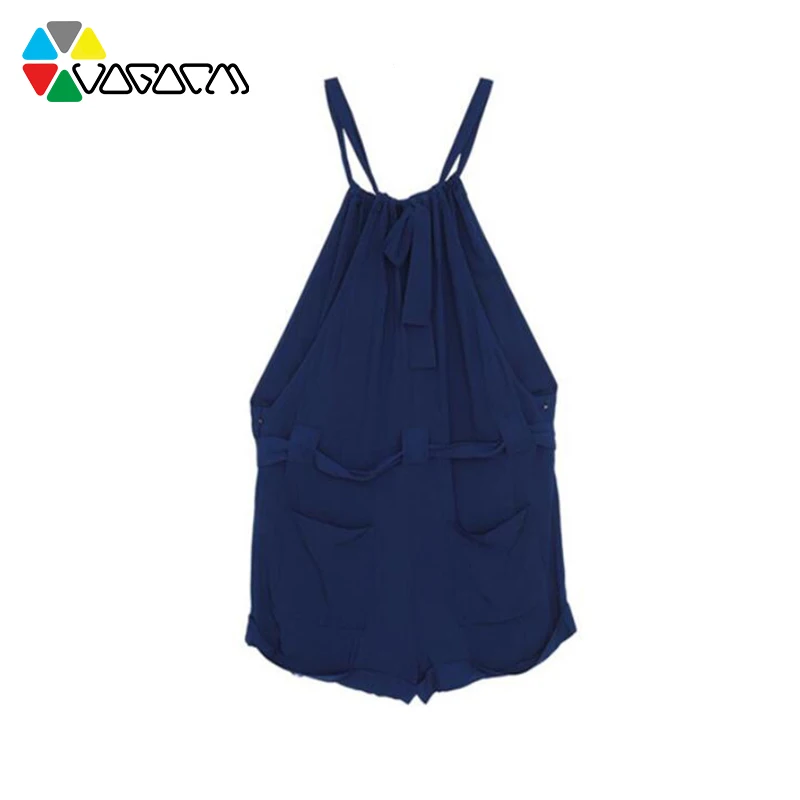 Women Summer Halter Neck Sleeveless Shorts Royal Blue Casual Loose Rompers Plus Size Tunic Short Jumpsuit Beach Party Women Summer Halter Neck Sleeveless Shorts Royal Blue Casual Loose Rompers Plus Size Tunic Short Jumpsuit Beach Party