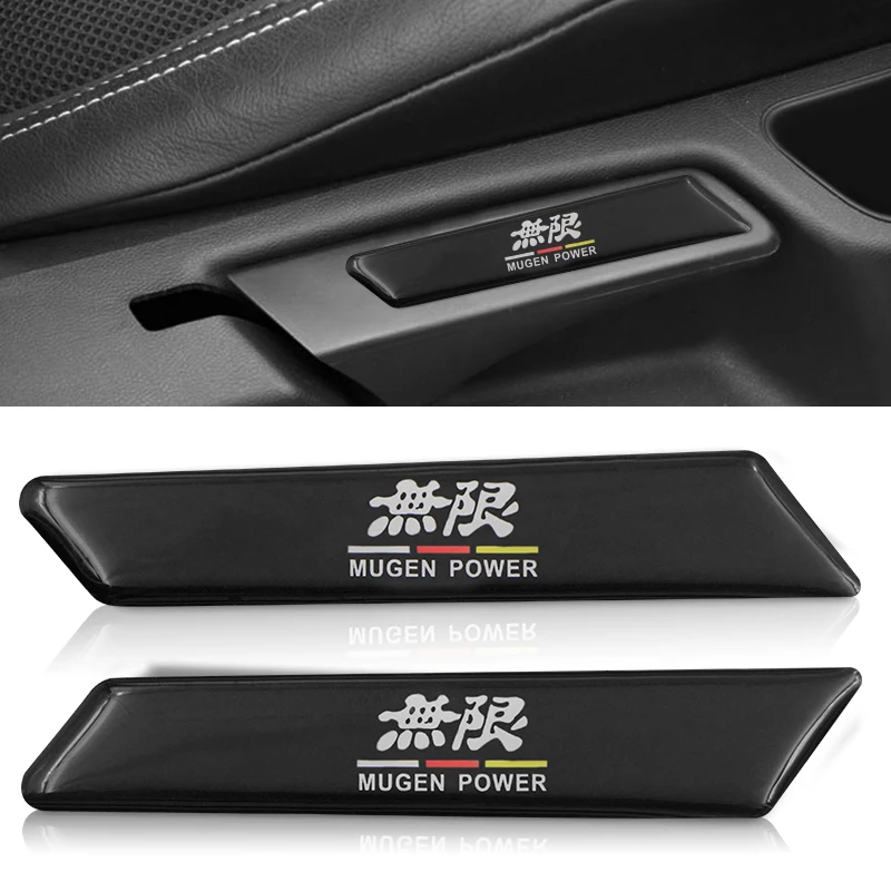 

2pcs fashion Car 3D badge Emblem Interior Sticker Seat decoration sticker For MUGEN POWERA logo Car styling Car Accessories