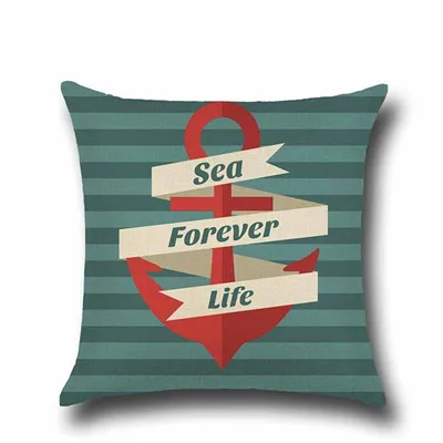 Наволочка из хлопка и льна с изображением морской черепахи, морской русалки, декоративная наволочка для дивана - Цвет: 16