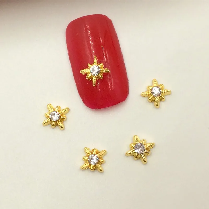100 шт./пакет новая японская металлическая звезда с жемчугом Шарм 3D дизайн ногтей украшение для ногтей DIY Инструменты для ногтей strass ongles