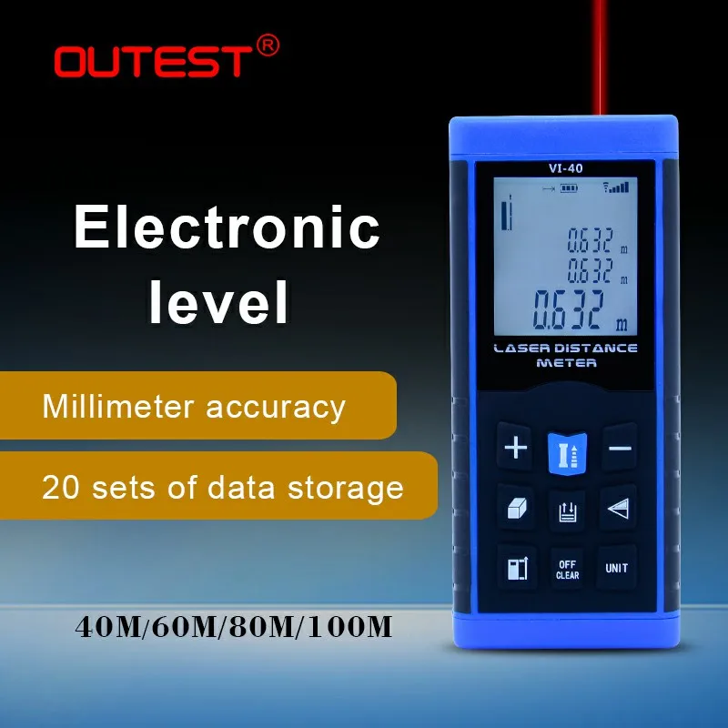 

OUTEST Laser Distance Meter laser range finder 40M 60M 80M 100M Single continuous volume distance measurer with electronic level