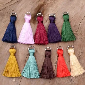 

LOULEUR 5pcs/lot 50mm Cotton Polyester Silk Tassel Earrings Charms Chinese Knot Cotton Tassels For Diy Jewelry Making