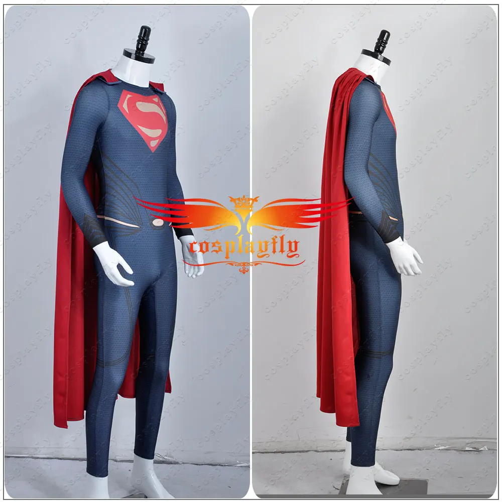 DC Comics Superhero Superman Man of Steel Clark Kent Kal-El Super Man Spandex Jumpsuit with Cloak Cosplay Costume Custom Made