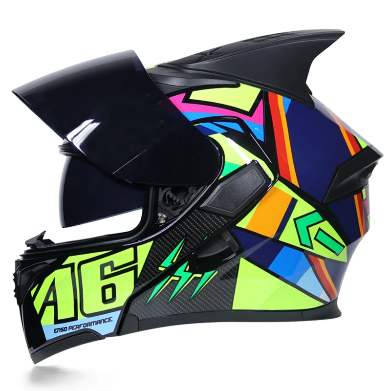 Hot sale JIEKAI Flip Up Motorcycle Helmet Modular Moto With Inner Sun Visor Safety Double Lens Racing Full Face Helmets | Автомобили и