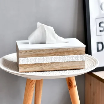 

A1 Simple creative wooden tissue box Nordic living room tray home napkin decorative tissue box home storage box lo922639