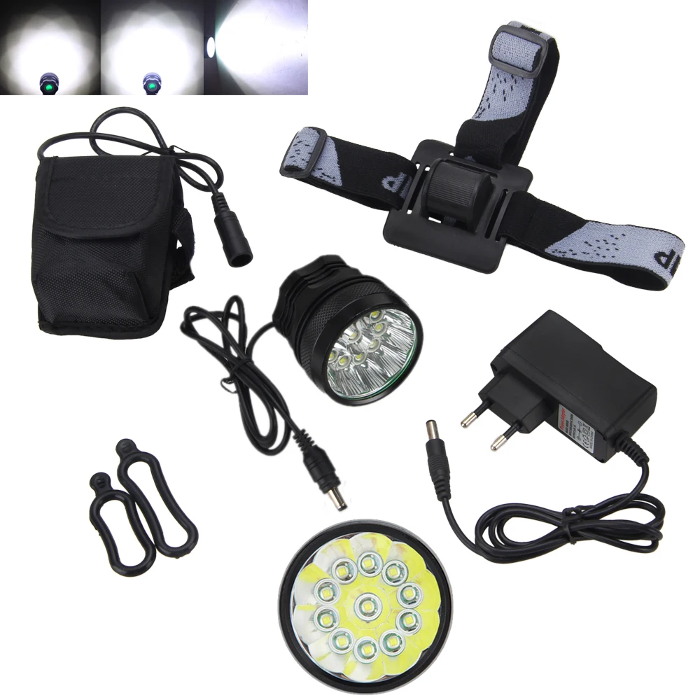 Brightness 30000LM 11x XML T6 LED Bicycle Cycling Headlight Light 12000mAh Lamp