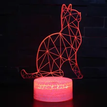 3D Visual Cat Night Light Animal LED 7 Colors Changeable Mood Lamp USB Illusion Table Lamp For Home Decorative As Kids Toy Gift cute unicorn horse animal 3d led 7 colorful wood lamp as lights for kids gift