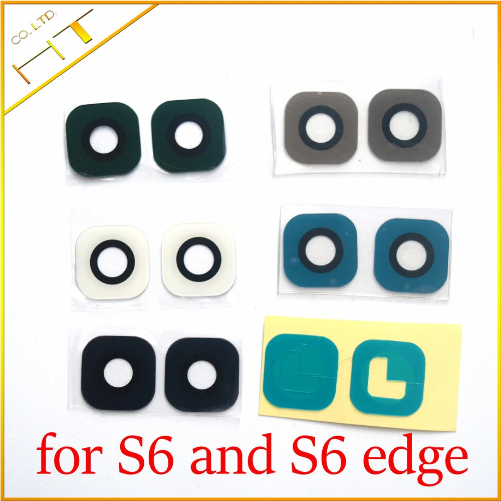 

10 pcs/lot Glass material Back Main Camera Ring Cover Lens with sticker for samsung galaxy S6 G920 and S6 edge G925 / 5 color