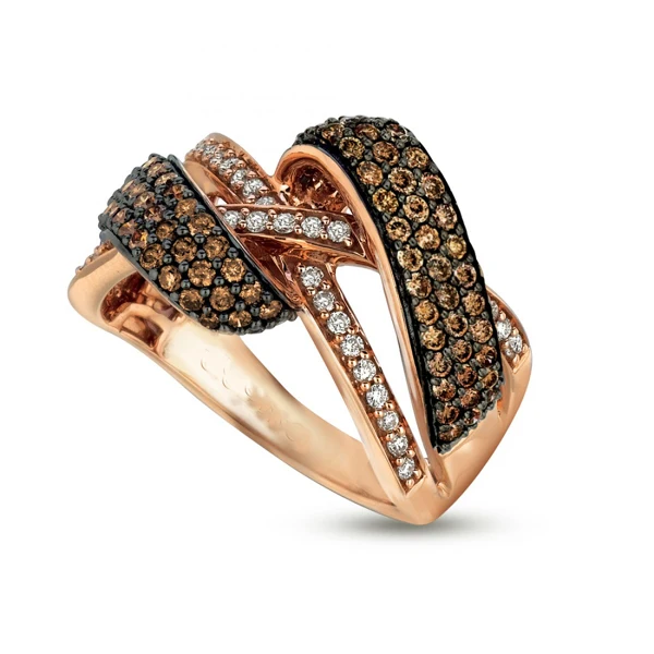 

fashion jewelry rose gold color coffee clear cz brown micro pave multi wrap wholesale cheap high quality women girl finger ring