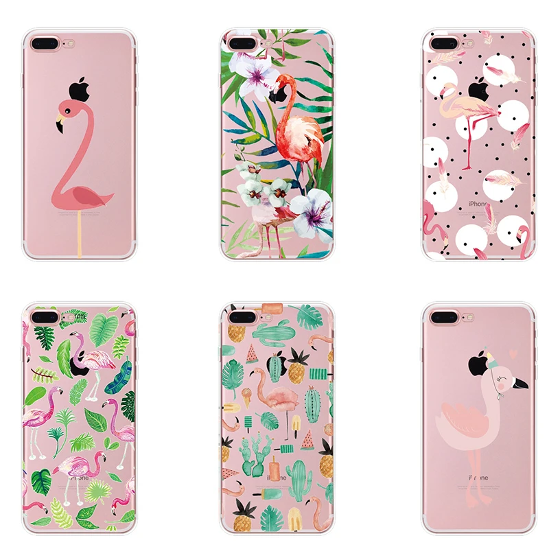 

Novelty Fundas Phone Case Cover For Apple iPhone 5 5s SE 6 6SPlus 7 7plus Fruit Perfume Bottle Flamingo Silicon Transparent Capa