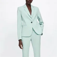 Женские Элегантные однотонные блейзеры с длинным рукавом и зубчатым воротником, женская Стильная верхняя одежда с карманами, одежда для офиса, топы синего и розового цвета