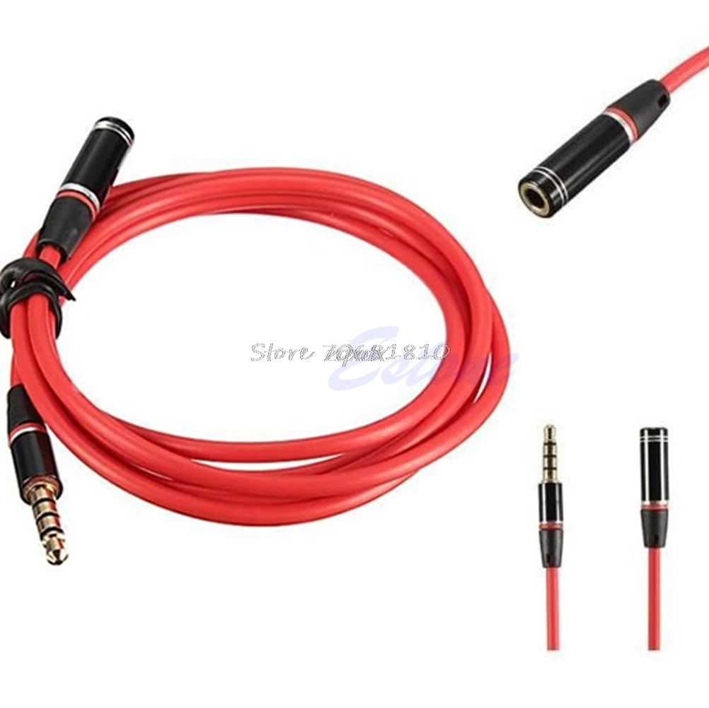 

3.5mm 4 Pole Male to Female Earphone Headphone Audio Adapter Mic Extension Cable