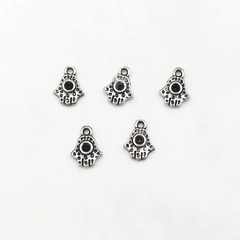 LEENAHAR-10pcs 8*10mm Alloy Evil Eye Hamsa Hand Charms Palm Protection Pendants for Jewelry Findings Fitting Women DIY Bracelet | Украшения