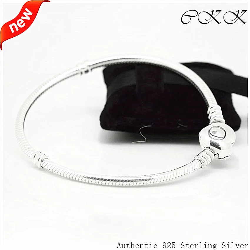 

Heart Bracelet 100% 925 Sterling Silver Jewelry Snake Bracelets for Women Fit Charms Beads DIY FB011