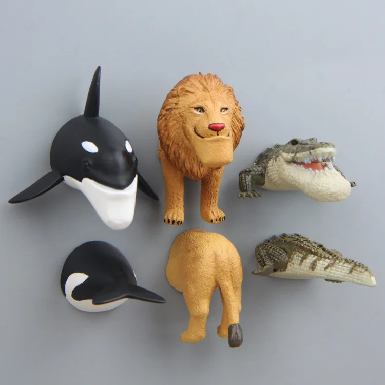

Flat chin animal panda lion dolphin crocodile toys three - dimensional refrigerator magnet paste action & toy figures doll