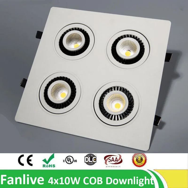 

5pcs/lot Downlight Cob 4x7W 4x10W 4x12W 4 Head Rotate 360 Degree COB LED Downlight Recessed Down Lamp Warm White Cool White