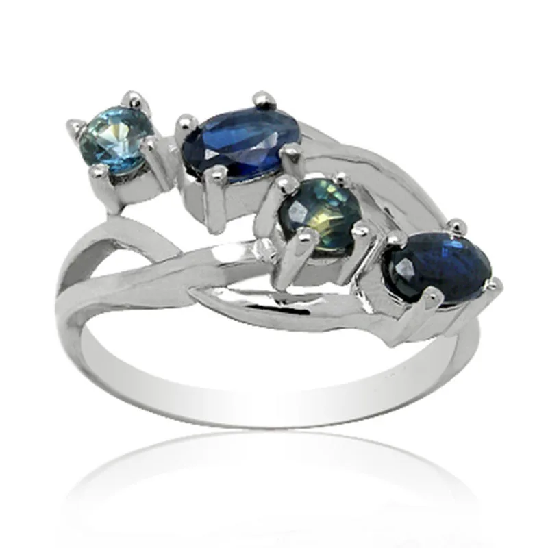 

Rings Anillos Qi Xuan_Dark Blue Stone Simple And Generous Ring_S925 Solid Silver Fashion Ring_Manufacturer Directly Sales